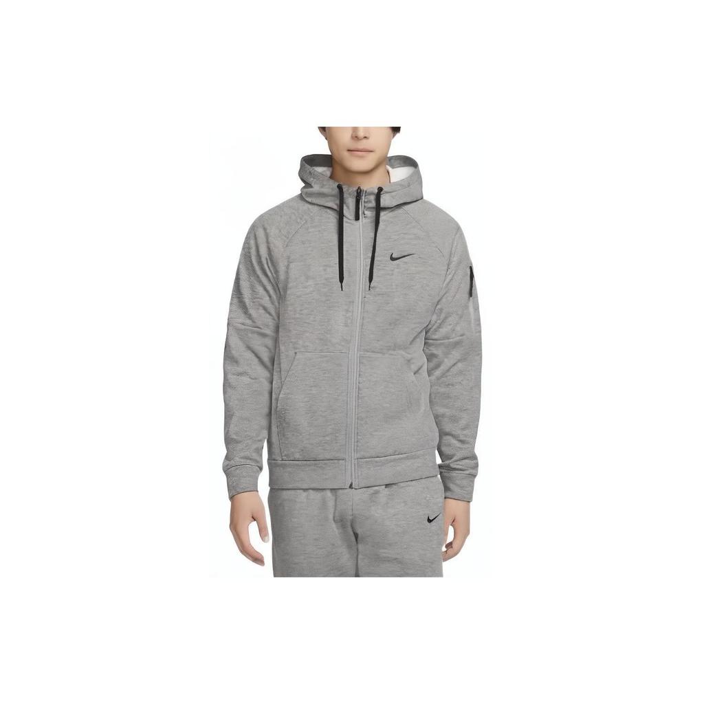 Nike Therma-FIT однотонная куртка с капюшоном на молнии с логотипом, мужская верхняя одежда, серая DQ4831-063