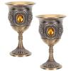 2 Pcs Household Holy Grail Metal Goblet Glasses Retro Dinner Stainless Steel European Cup