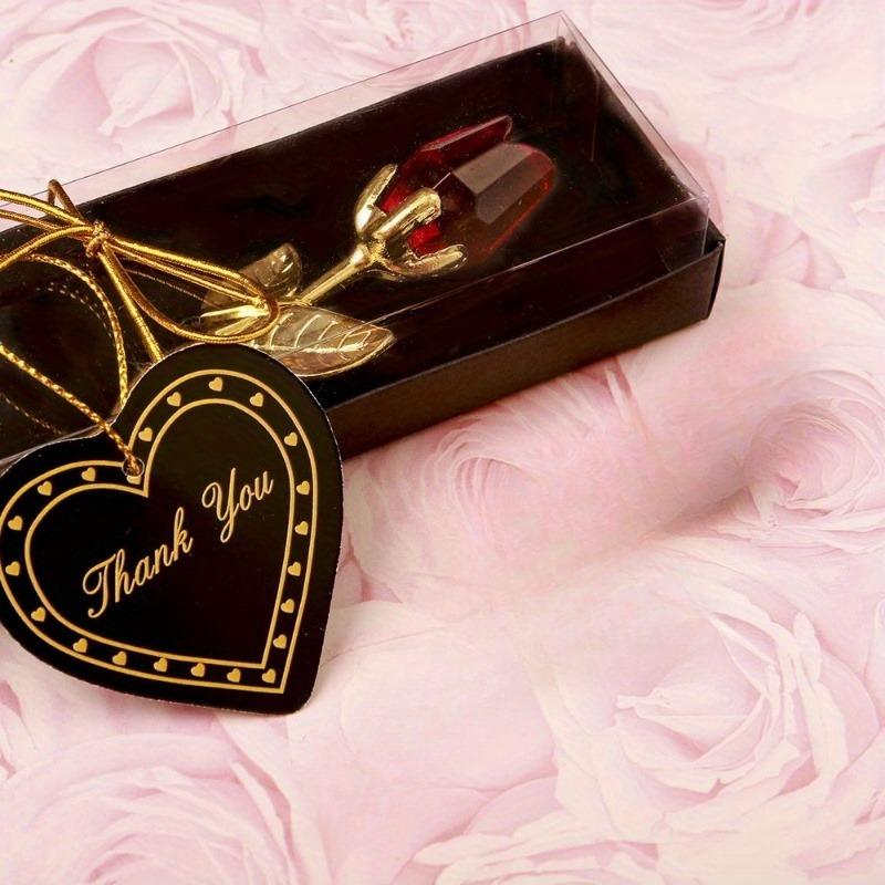 Crystal Glass Rose Flower Figurines Craft Valentine's Day Favors X'mas Lovers' Gift Souvenir Home Wedding Decoration Orn