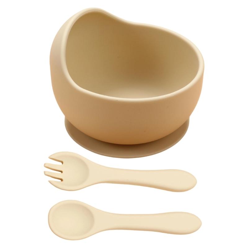 Пищевой силиконовый детский миска для кормления Нескользящая присоска Термостойкая Ложка с удобным захватом Для новорожденных детей