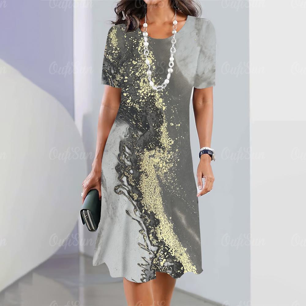 2024 Новые женские платья с графическим принтом Элегантные и красивые платья миди больших размеров Женское летнее цельное платье