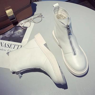 Женские ботинки из натуральной кожи, зимняя бархатная женская обувь, модные женские дышащие ботинки из воловьей кожи, легкие белые ботинки на молнии спереди