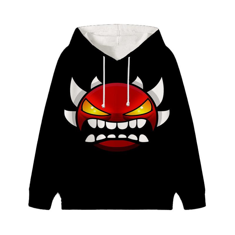 Angry Geometry Dash Hoodie Children Clothes Kid Girl Boy Sweatshirt Manga Hoody Baby Casual Pullovers Sportswear Clothing