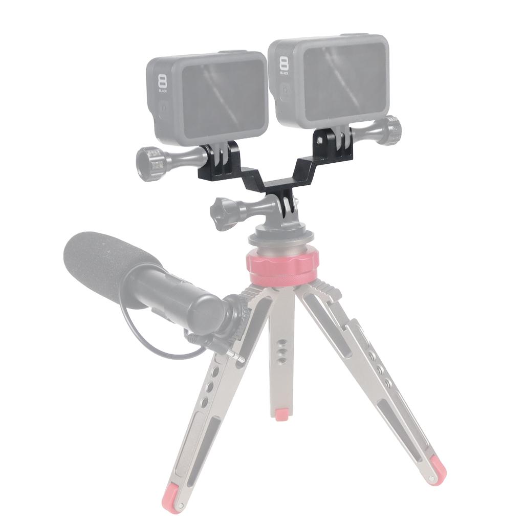 Dual Light Bracket Bridge Aluminum Connector Selfie Holder Tripod Adapter Flash Mount for Gopro 13 12 Insta360 X4 Action Camera