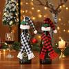 Праздничные чехлы для винных бутылок в клетку гингем - Набор настольных рождественских украшений