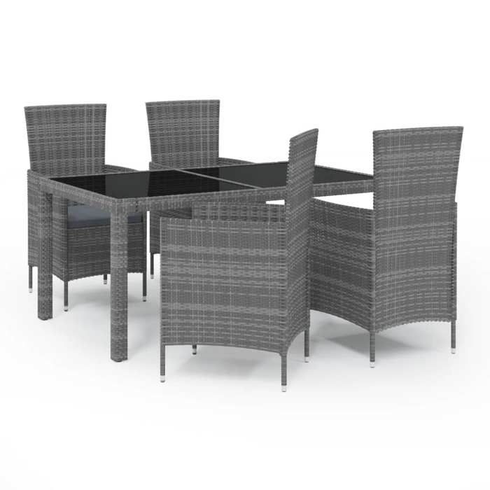 Maison Exclusive - Ensemble à manger d'extérieur 5pcs coussins résine tressée gris