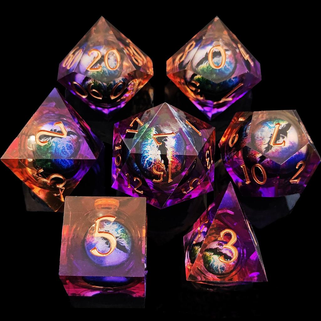 7 шт./компл. DND D20 Liquid Core Flow Eye Dice наборы для COC Dungeon and Dragon Pathfinder RPG ролевые игры вечеринки игрушки аксессуары