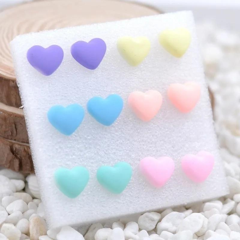 Модный ювелирный бутик Резиновые матовые серьги Серьги 6 пар пластиковых гвоздиков