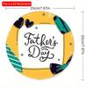 2d flat 20*20cm, "Happy Father'S Day" Vintage Round wooden Sign Door Signs Exterior Home Cave Garage, for Home, Kitchen, Garden, Bedroom, Bar Decor.