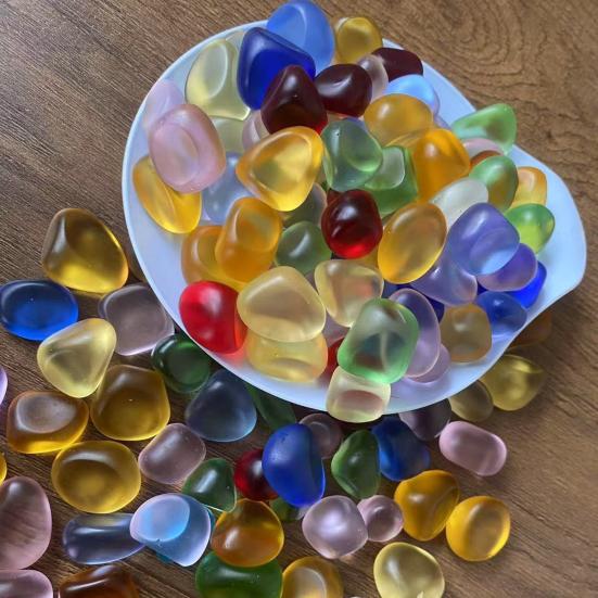 Полированные стеклянные камни 500г Округлые Морские ??Стеклянная галька 2-3 см неправильной формы смешанных цветов, аквариумная галька для ландшафтного дизайна аквариума