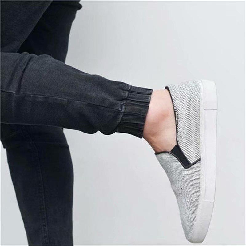 Простые эластичные облегающие мужские брюки, эластичный пояс на кулиске, модные брюки-деним с манжетами, мужские