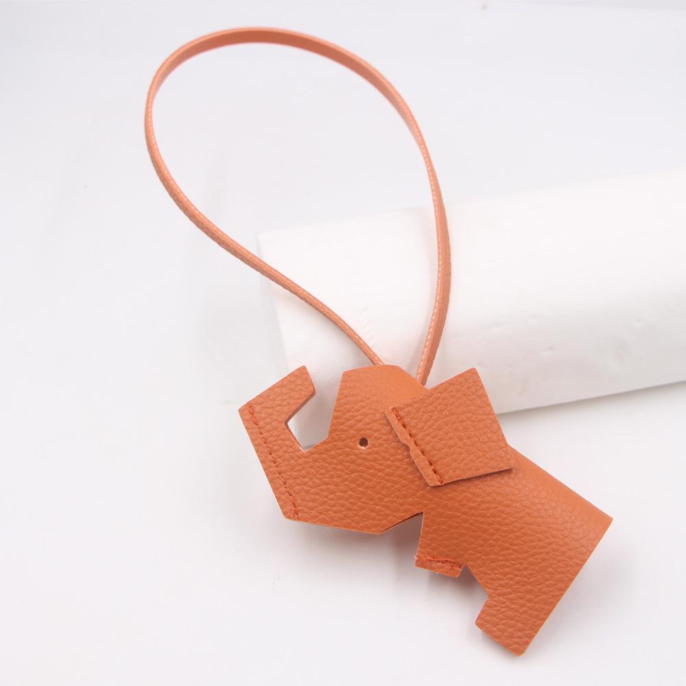 Litchi Pattern Elephant PU Leather Lanyard Bag Charm - Cute Backpack Pendant