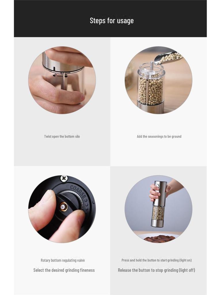 Электрическая мельница для перца KYMQ-32A-H52 для домашней кухни - Бутылка для помола морской соли и черного перца