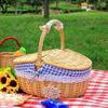 Retro Wicker Carry-on Handle Storage Baskets Picnic Basket with Lid Fruit Food Basket Home Organization Accessories