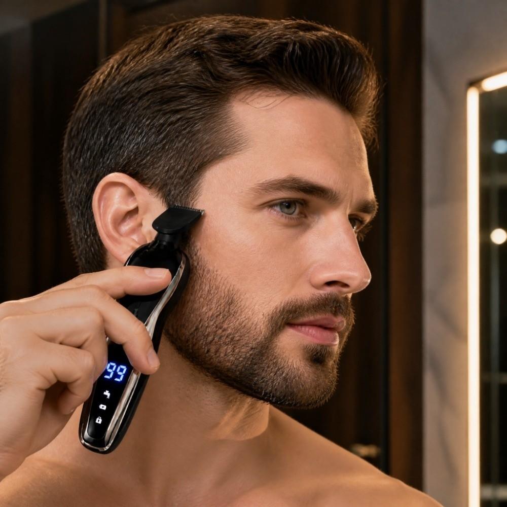 LCD Display Beard Trimmer Triple Shaving Heads 4 In 1 Shaver Nose Hair Trimmer Beard Shaving