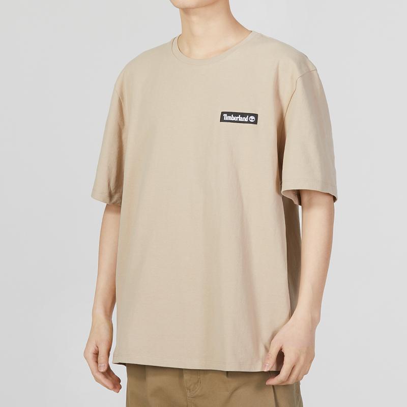 Timberland Однотонный фирменный логотип, спортивная повседневная футболка с круглым вырезом и коротким рукавом, мужские топы цвета хаки A6Q99-269