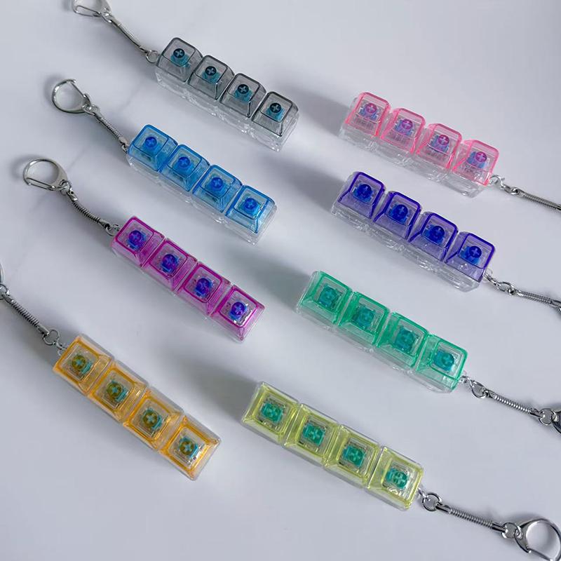 1 шт. Светящийся брелок-клавиатура Снятие стресса Нажимаемая кнопка со светодиодом Игрушка Для людей с тревогой Настольный аксессуар