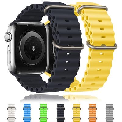 Ремешок Ocean для Apple Watch Band Ultra 49 мм, 45 мм, 41 мм, 44 мм, 40 мм, 42 мм, 38 мм, силиконовый браслет Correa iWatch Ultra serie 7 6 5 4 3 2 1 se 8