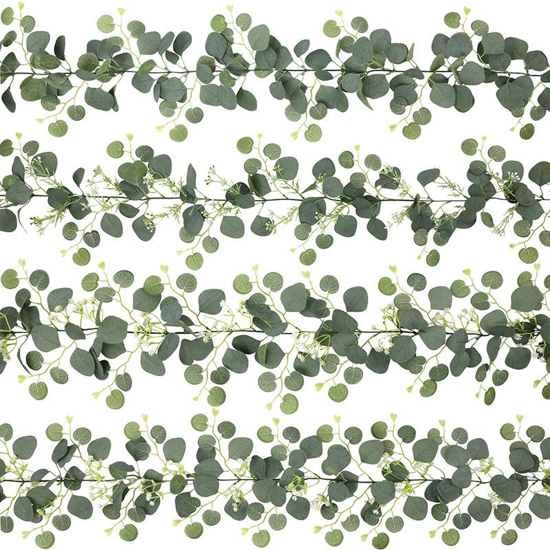 Искусственные листья эвкалипта, искусственные зеленые растения из ротанга, искусственные цветы, лианы для потолка, украшения для вечеринок на открытом воздухе