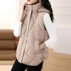 Женский хлопковый жилет с воротником-стойкой, капюшоном, без рукавов, свободный крой, однотонный, с застежкой-молнией, короткий жилет, верхняя одежда