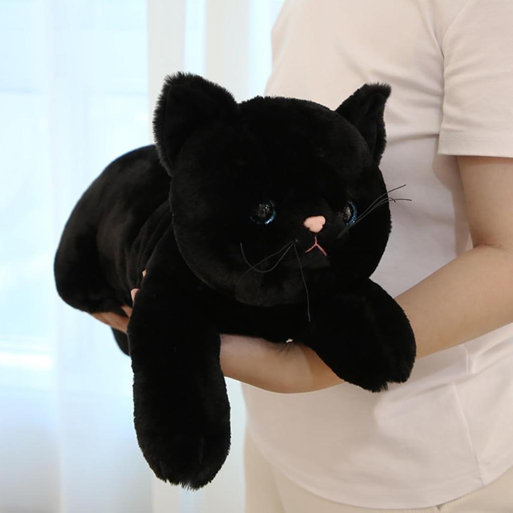 Plush Toy Tabby Calico White Black Cat Animal Plush Stuffed 50cm - Cat, Cat, Cat, - Bedding, Toy, Toy, Animal,