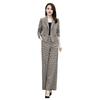 2 Pcs/Set Women Coat Pants Set Lapel Buttons Cardigan Plaid Print Long Sleeve Jacket Wide Leg High Waist Straight Trousers Lady Formal Commute Outfit