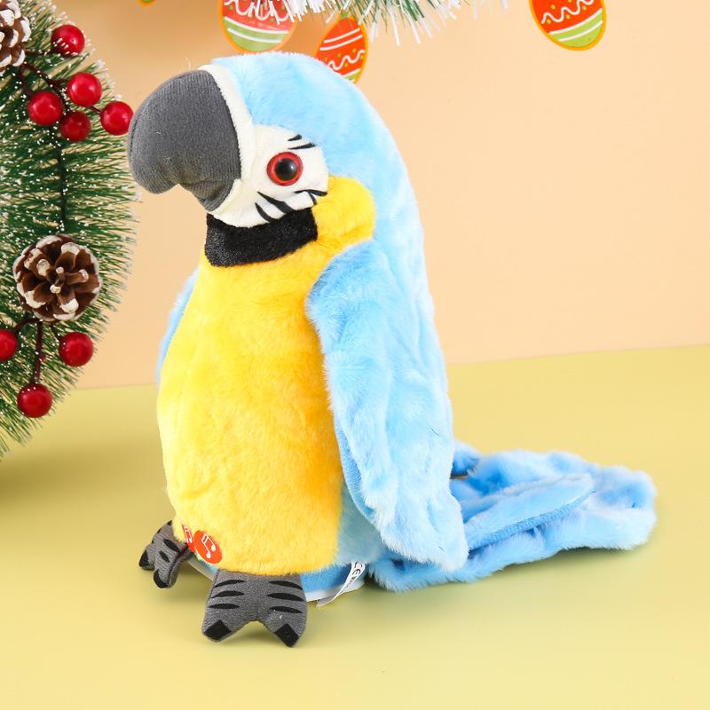 Electric Plush Parrot Toy, Talking & Recording Repeats Words, Wiggles Body & Flaps Wings, Interactive Pet Toy Gift for Kids