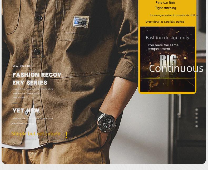 Men's Trendy Retro Khaki Denim Work Shirt - Loose Long-Sleeve