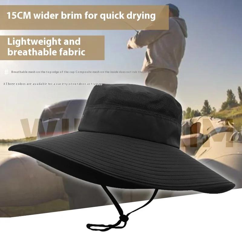 Big Size XXL Dry Quick Bucket Hats Men Big Brim Summer Outdoor Fishing Sun Hats Big Head Boonie Hat Sun Protection Fisherman Hat