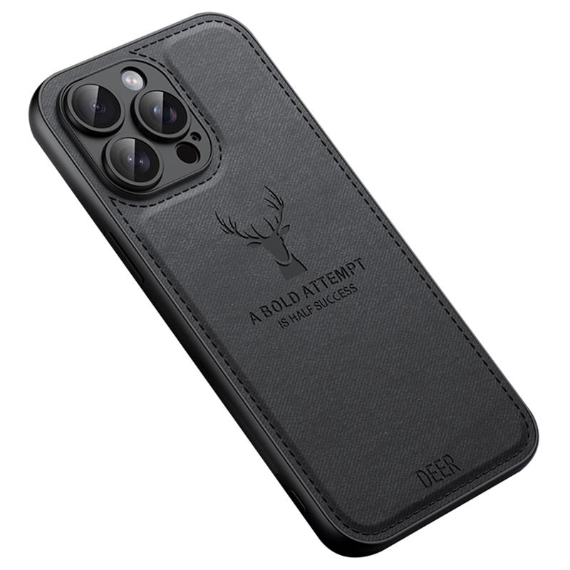 For iPhone 13 Pro Max Phone Case PU Leather Coated PC+TPU Deer Pattern Cover