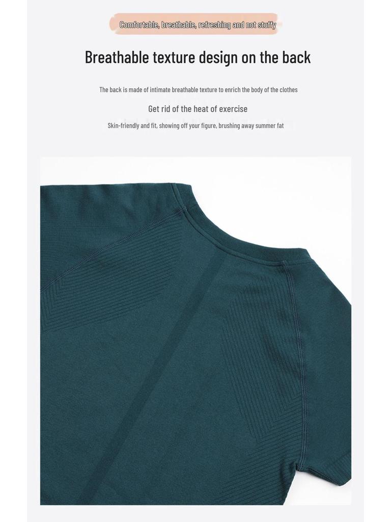 Женская быстросохнущая футболка для йоги и бега - Летняя эластичная посадка для фитнеса и пилатеса