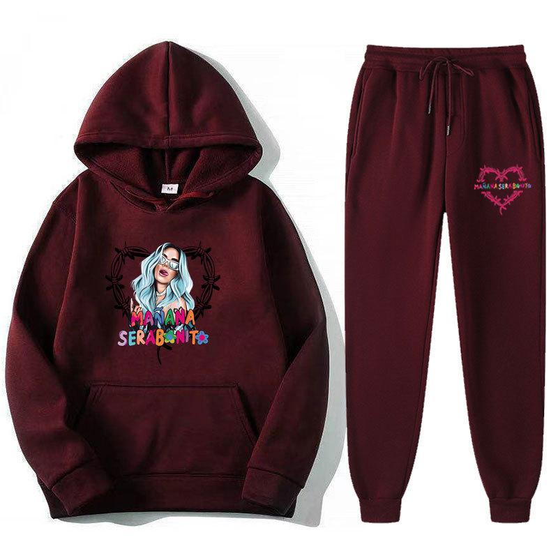 Новинка 2023, мужской комплект с капюшоном с принтом и резьбой по низу для мужского и женского повседневного спортивного комплекта