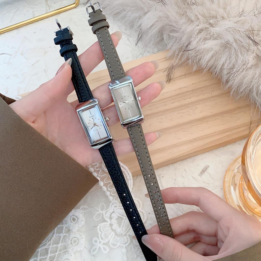 Golden Rectangular Dial Quartz Wristwatch Vintage Leather Strap Women Watches Casual Simple Watch reloj mujer Dropshipping