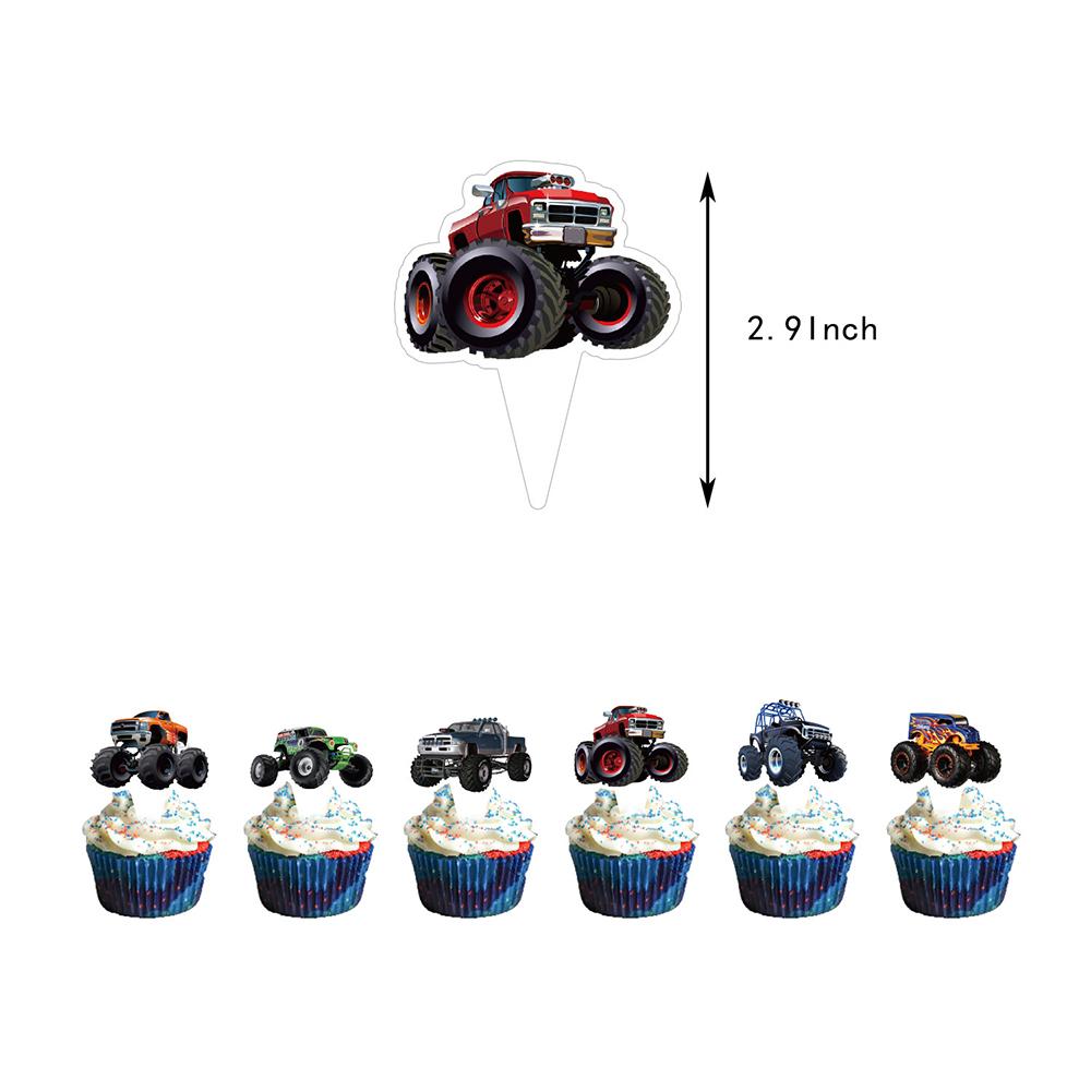 34pcs Monster Truck Birthday Party Supplies Include Banner Cake Topper Balloon