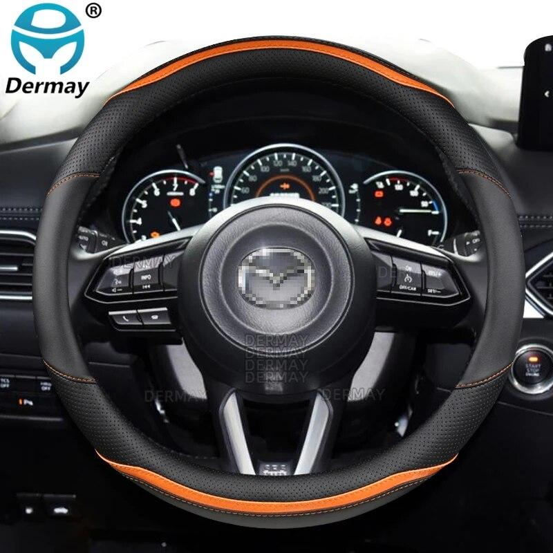 Для Mazda3 BK BL BM BN BP Mazda6 CX3 CX5 CX7 CX30 Axela Atenza Автомобильный чехол на руль из углеродного волокна из искусственной кожи, автоаксессуары