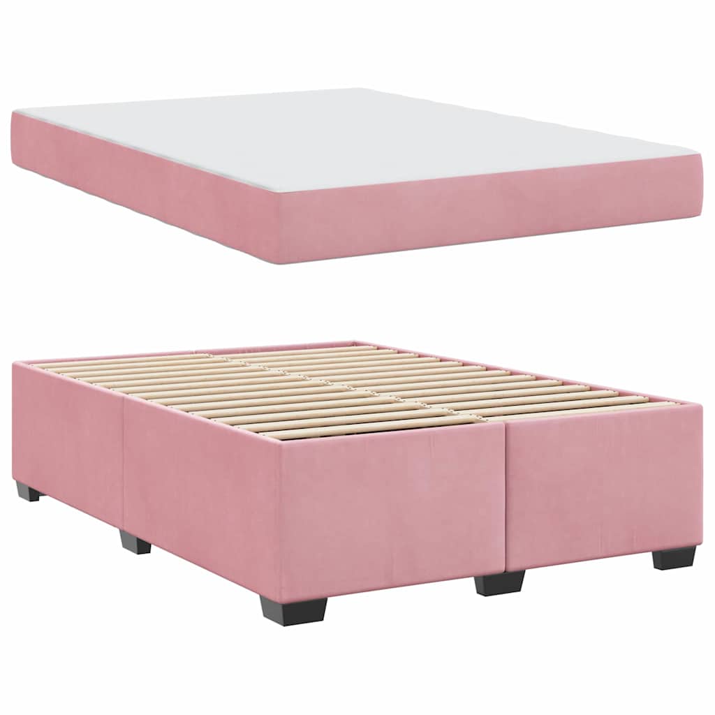 Bed Frame with Mattress Pink 140 x 200 cm Fabric