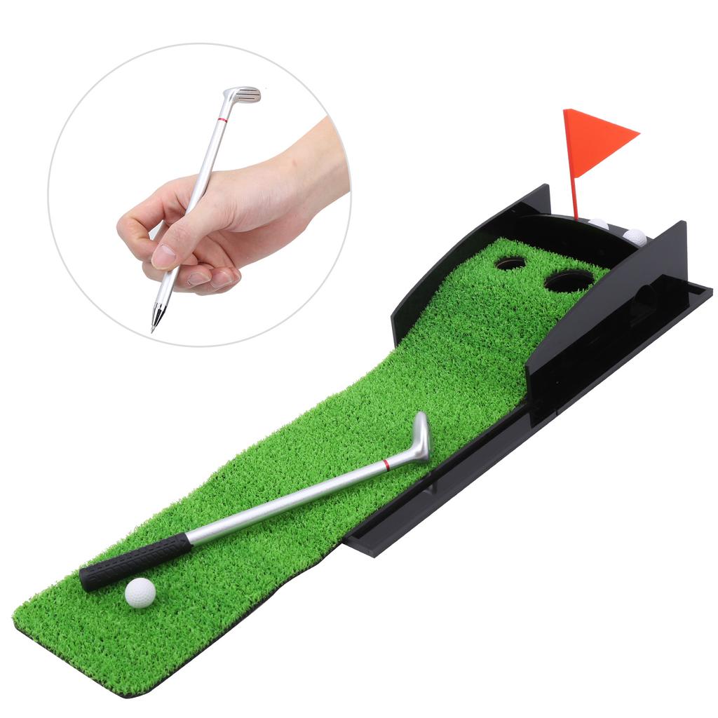 Настольный комплект для гольфа, портативный мини-подарочный тренировочный коврик для офиса с 1 паттером