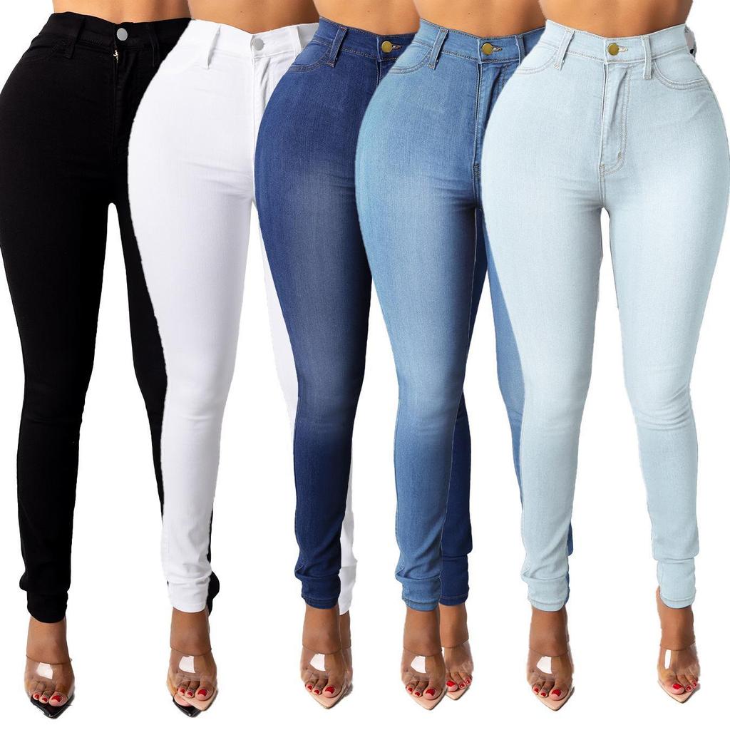 Women's High Waist Slim Pencil Jeans - European and American Style 2023 Collection