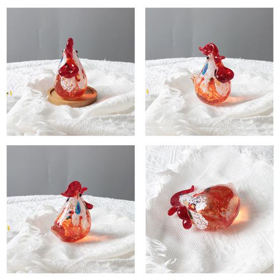 Ручная работа, фигурка петуха с цветной глазурью, статуэтка курицы в деревенском стиле, реалистичная скульптура животного, украшение для полки, рабочего стола в доме и офисе