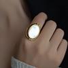Double Sided Flippable Rings Finger Jewelry Rotatable Opal Rings Gothic Geometric Oval Rings  Gifts