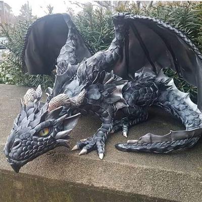 Новая скульптура дракона из смолы, черная большая скульптура дракона на корточках, поделки из смолы, StatueA