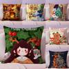 Warm Christmas Cartoon Decorations Second Pillow Case Silky Short Plush With Invisible Zipper Dustproof Sofa Cushion Cover