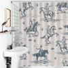 Western Shower Curtains for Bathroom, Cowboy Cartoon Decor Pattern Print Bath Drapes Set with Hooks, Waterproof Fabric Windows