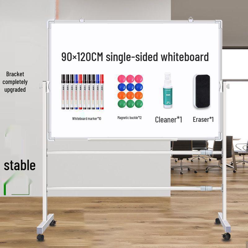 Double-Sided Mobile Easel Whiteboard/Blackboard for Home or Office Use