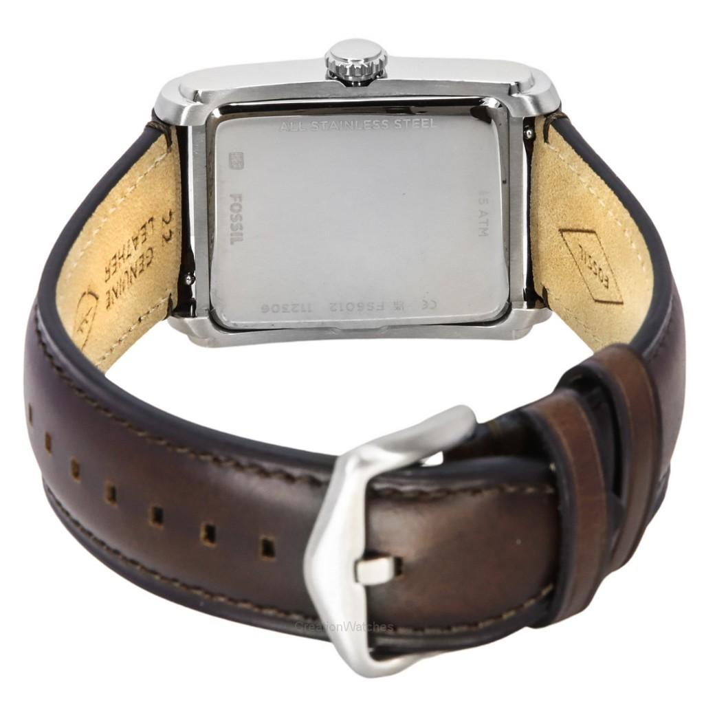 Fossil Кварцевые мужские часы Carraway с кожаным ремешком и кремовым циферблатом FS6012