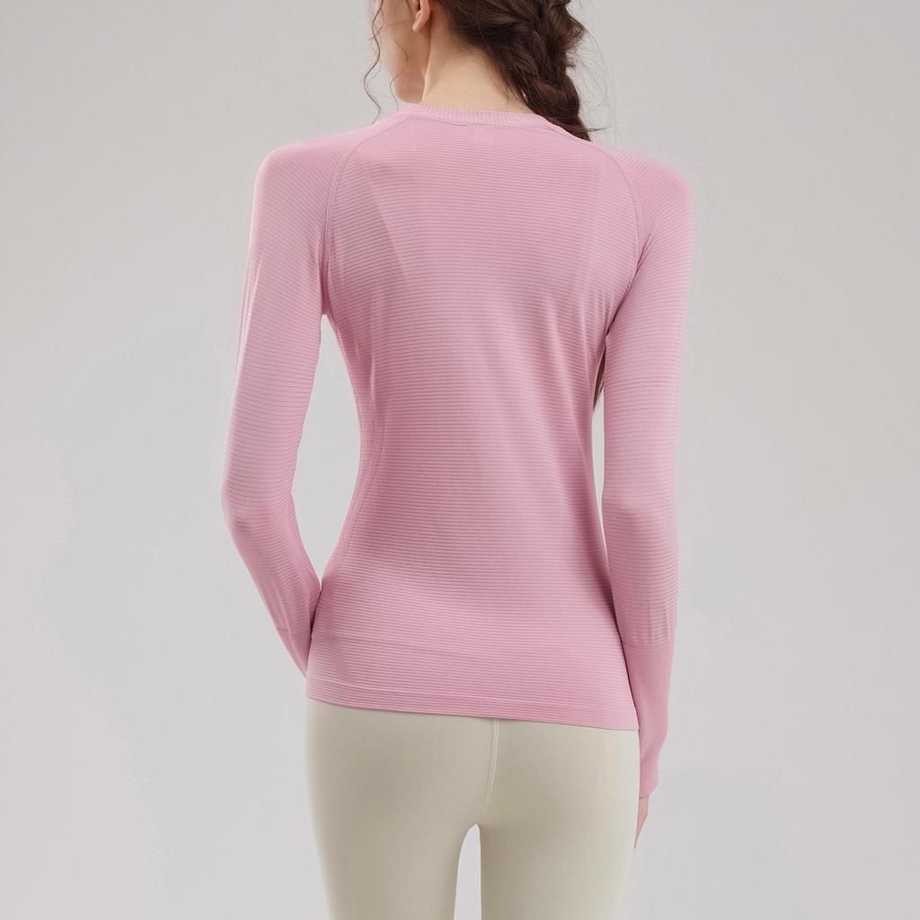 Женский облегающий быстросохнущий топ с длинным рукавом для йоги и бега - Дышащий, с круглым вырезом, для осени/зимы
