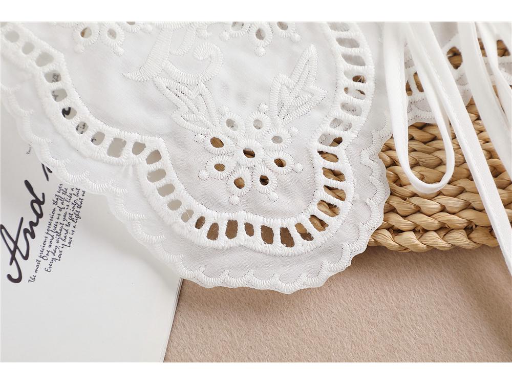 White Lace Edge Shawlette with Bow Tie and Collar for Sun Protection