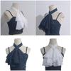 Women's Elegant Button Closure Chiffon Faux Collar Ruffled Jabot Necktie Costume Accessory For Historical Dress Up Event