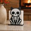 Halloween Party Supplies Wooden Napkin Holder, Ghost Pumpkin Skeleton Cat Bat Tissue Dispenser, Waterproof Solid Wood Base Tabletop Organizer