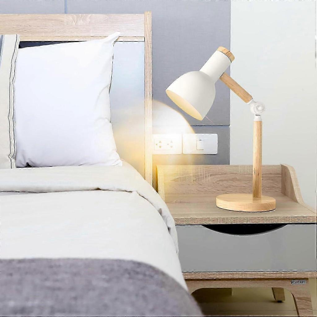 Table Lamp, Adjustable Wooden Table Lamp, Children's Desk Lamp for Bedroom, Living Room, E27 Base Reading Next LampWith light bulb